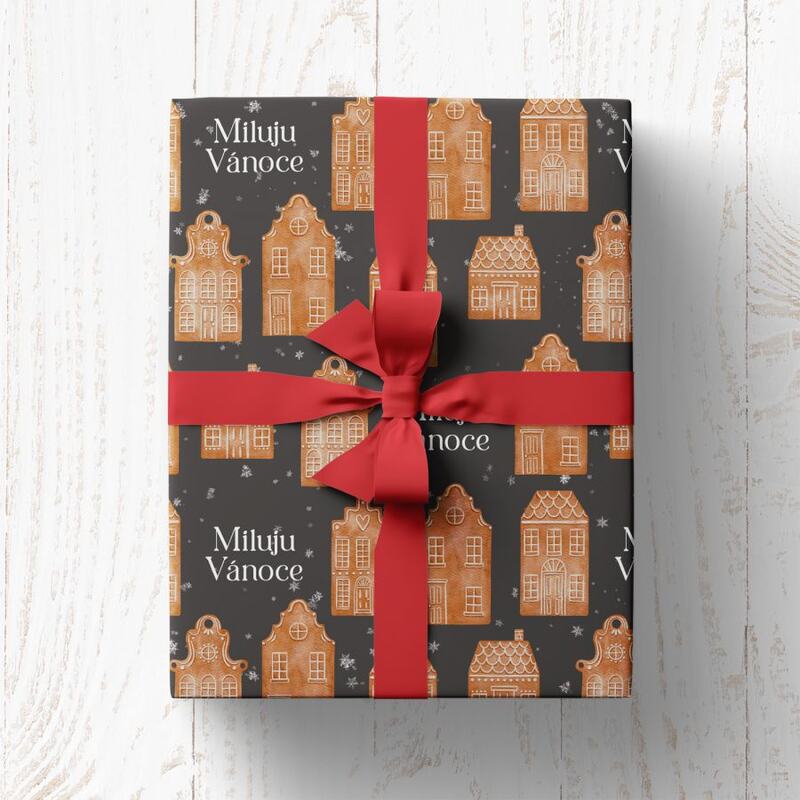 Vánoční balicí papír 70 x 100 cm - 115 g/m2 - Perníkové městečko - 1 arch