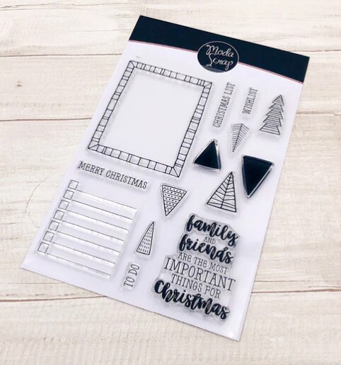 Silikonová razítka MODA SCRAP - Stromky a rámeček - sada 14 ks