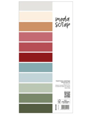 Papíry MODA SCRAP 6x12" - Traditional Christmas (jednobarevné) - sada 24 listů
