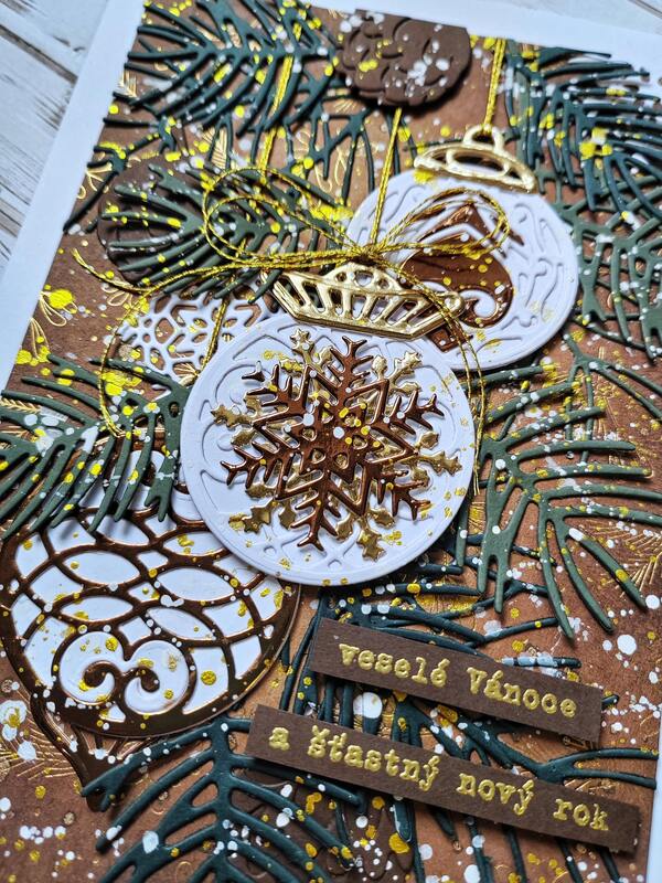 Přání ruční výroba - Ozdoby s jehličím - 1 ks