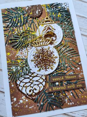 Přání ruční výroba - Ozdoby s jehličím - 1 ks