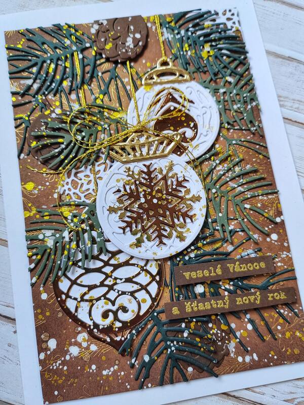 Přání ruční výroba - Ozdoby s jehličím - 1 ks