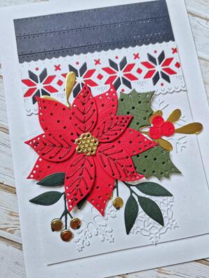 Přání ruční výroba - Vyšívaná Vánoční hvězda - 1 ks