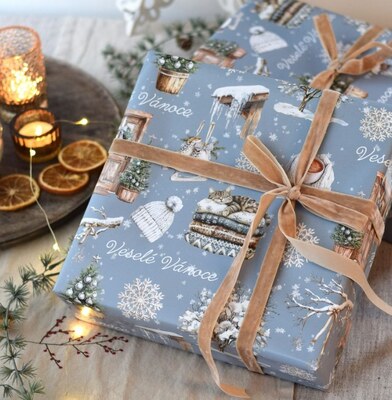 Vánoční balicí papír 70 x 100 cm - 115 g/m2 - Útulná zima - 1 arch