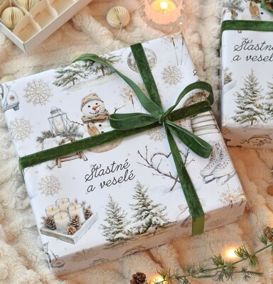 Vánoční balicí papír 70 x 100 cm - 115 g/m2 - Bílé Vánoce - 1 arch