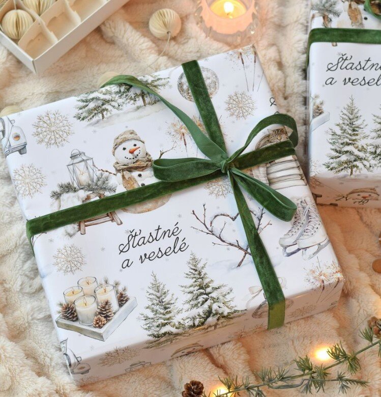 Vánoční balicí papír 70 x 100 cm - 115 g/m2 - Bílé Vánoce - 1 arch