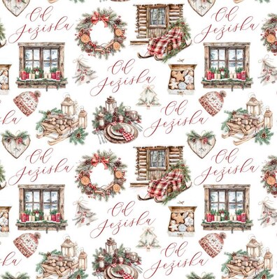 Vánoční balicí papír 70 x 100 cm - 115 g/m2 - Červené Vánoce - 1 arch