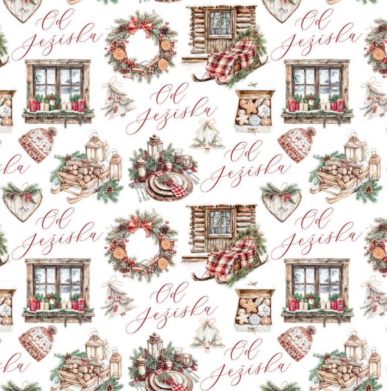 Vánoční balicí papír 70 x 100 cm - 115 g/m2 - Červené Vánoce - 1 arch