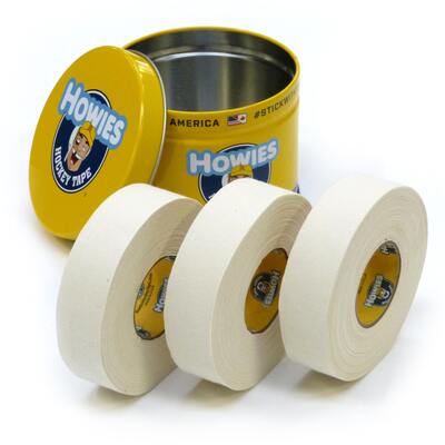 Plechovka + 3 bílé hokejové pásky HOWIES - výhodný set