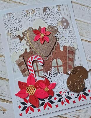 Přání ruční výroba - Vánoční chaloupka 2 - 1 ks