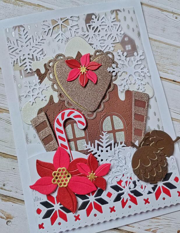 Přání ruční výroba - Vánoční chaloupka 2 - 1 ks