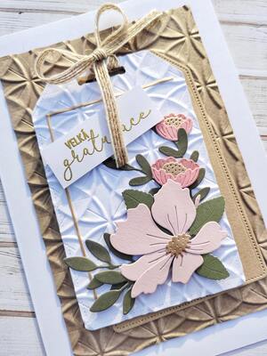 Přání ruční výroba - Květinové - metalické bronz - 1 ks