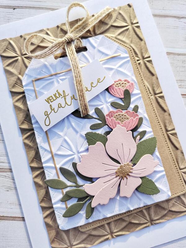 Přání ruční výroba - Květinové - metalické bronz - 1 ks