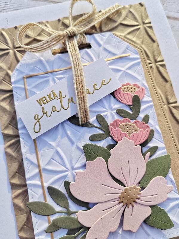 Přání ruční výroba - Květinové - metalické bronz - 1 ks