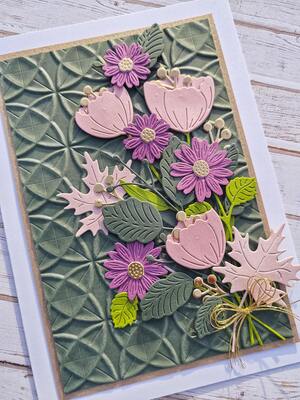 Přání ruční výroba - Květinové - pastelové barvy/zelená - 1 ks