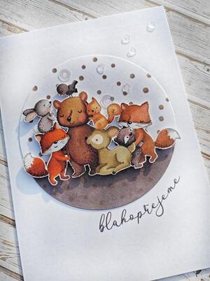Přání ruční výroba - Lesní zvířátka - 1 ks