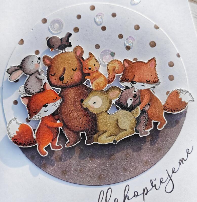 Přání ruční výroba - Lesní zvířátka - 1 ks