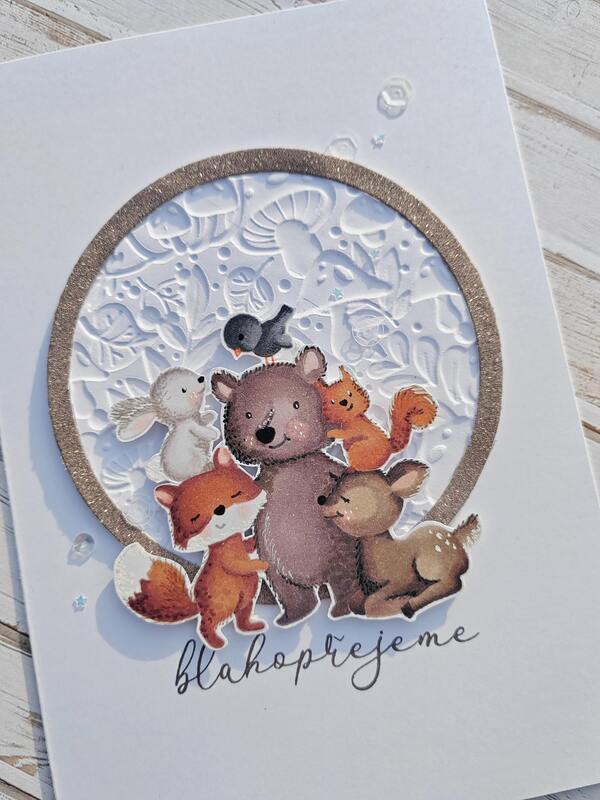 Přání ruční výroba - Lesní zvířátka 2 - 1 ks