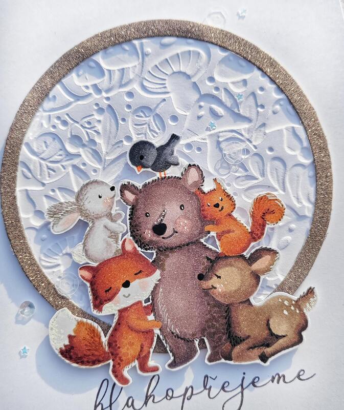 Přání ruční výroba - Lesní zvířátka 2 - 1 ks
