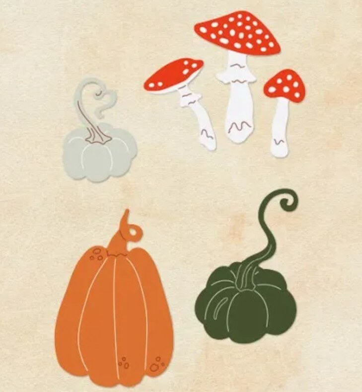 Vyřezávací šablony Studio Light - dýně a houby - sada 7 ks