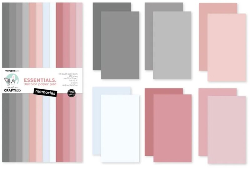 Barevné papíry 30 x 15 cm - Studio Light - Memories - sada 24 listů