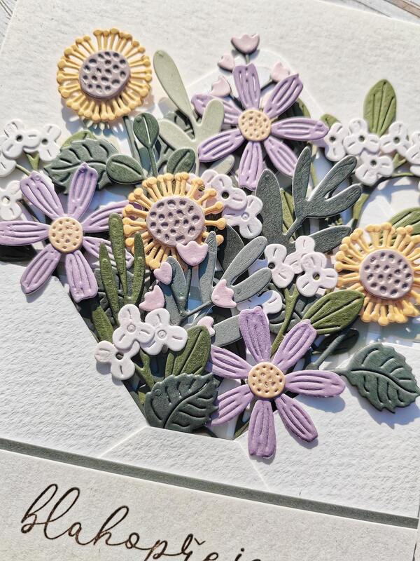 Přání ruční výroba - Novomanželům - pastelové květiny 3 - 1 ks