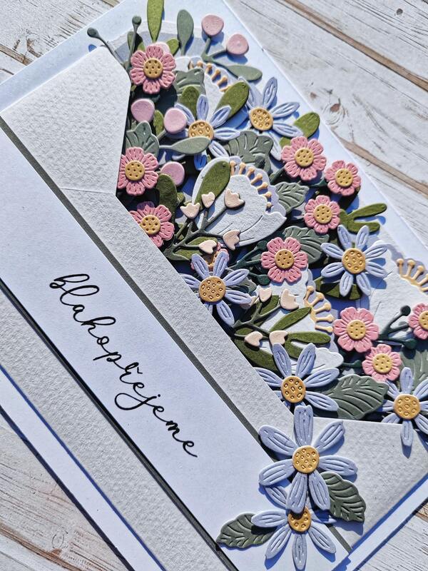 Přání ruční výroba - Květiny v obálce 3 - 1 ks