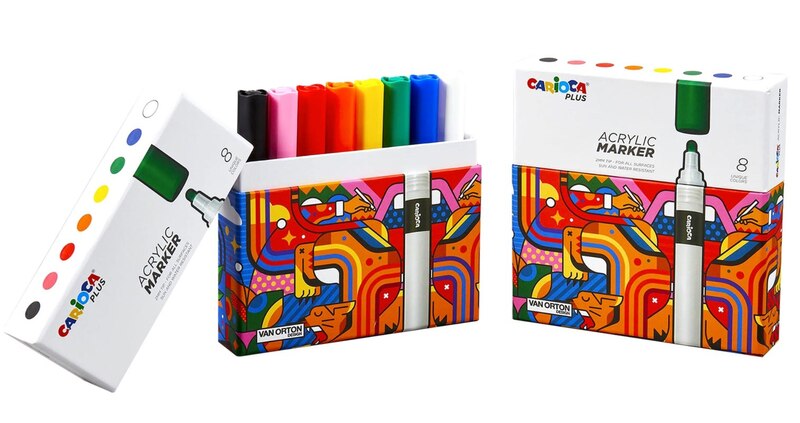 Akrylové popisovače CARIOCA v krabičce - 8 ks