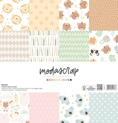 Sada papírů MODA SCRAP 12x12" - A new star is born - sada 13 listů Sada papírů MODA SCRAP 12x12" - A new star is born - sada 13 listů