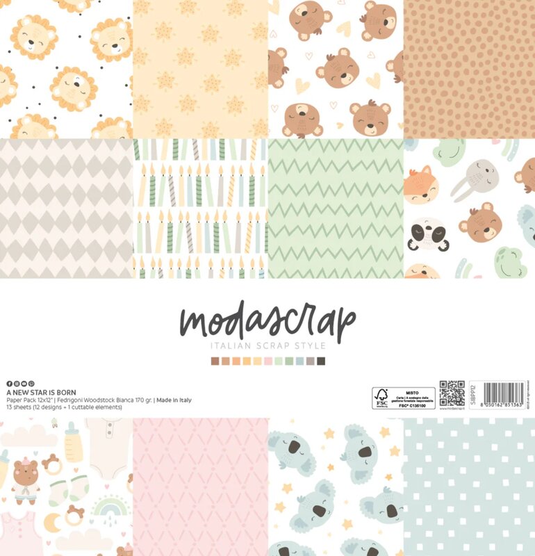 Sada papírů MODA SCRAP 12x12" - A new star is born - sada 13 listů