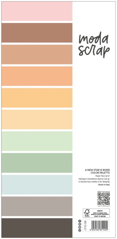 Jednobarevné papíry MODA SCRAP 6 x12" - A new star is born - 12 oboustranných listů