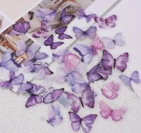 Průhledné samolepky "motýli" - fialová - sada 20 ks