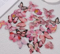 Průhledné samolepky "motýli" - růžová - sada 20 ks