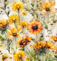 Průhledné samolepky květin - žluté - sada 10 ks