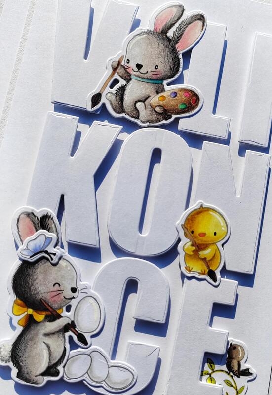 Přání ruční výroba - Zajíčci malují - Velikonoce - 1 ks