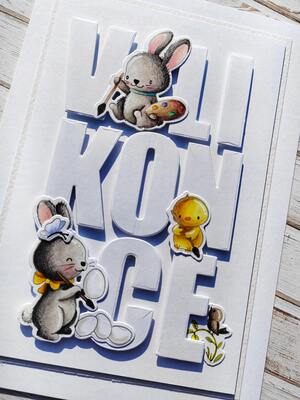 Přání ruční výroba - Zajíčci malují - Velikonoce - 1 ks