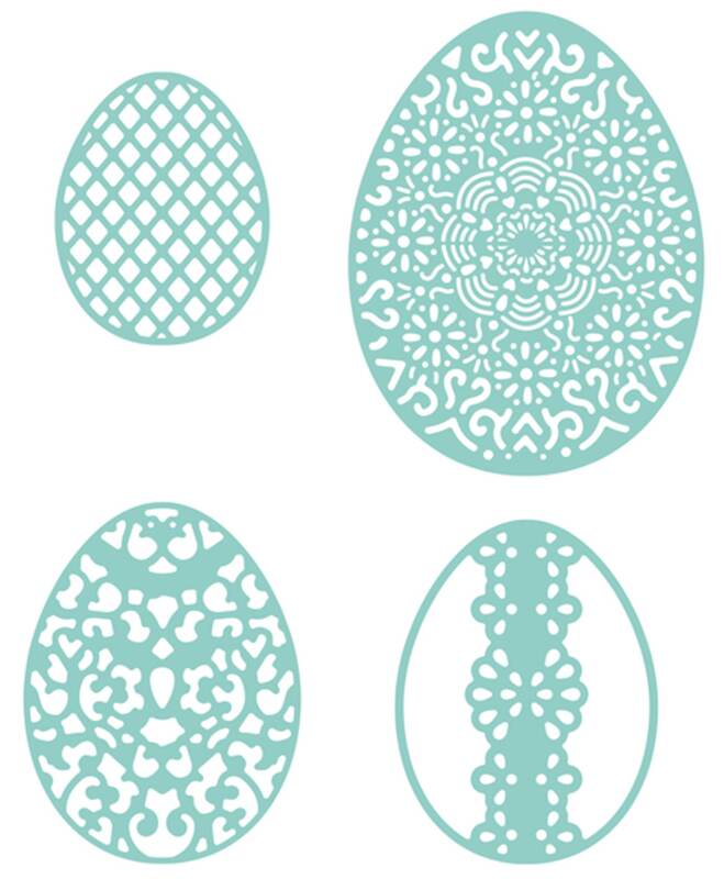 Vyřezávací šablony dpCraft - krajková velikonoční vajíčka - sada 4 ks