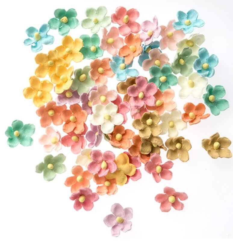 Papírová kvítka dpCraft - barevná duha - sada 60 ks