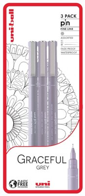 Popisovače UNI PIN šedé - sada 3 ks