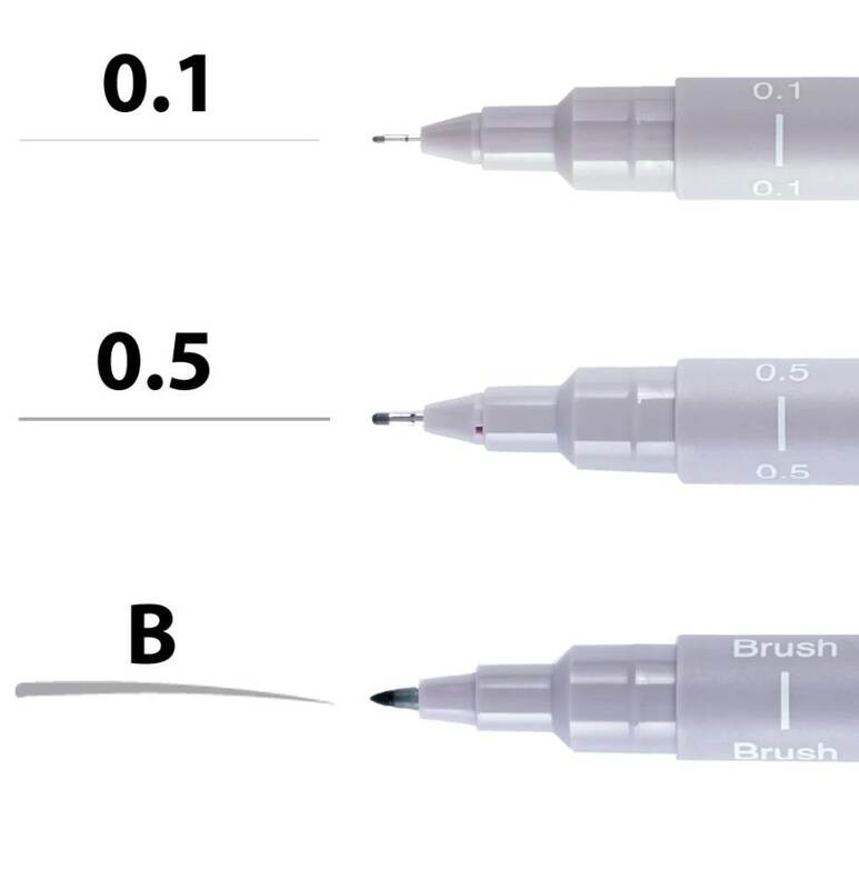 Popisovače UNI PIN šedé - sada 3 ks