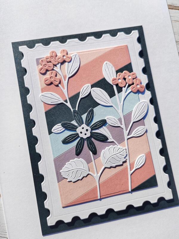 Přání ruční výroba - Pastelové květiny v rámečku - 1 ks