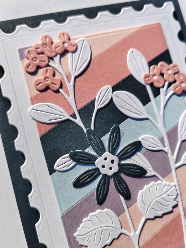 Přání ruční výroba - Pastelové květiny v rámečku - 1 ks