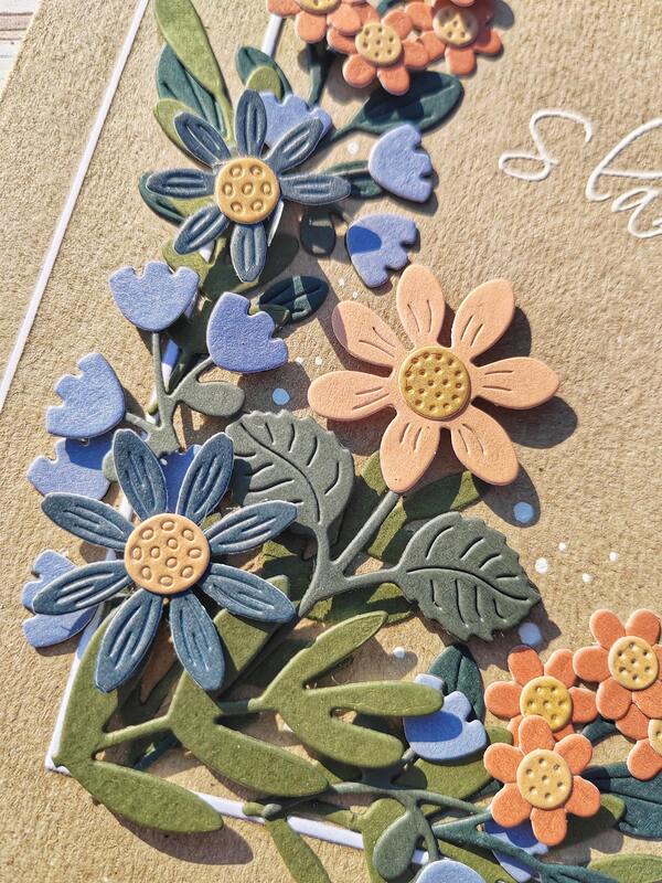 Přání ruční výroba - Pastelové květiny - Craft papír - 1 ks