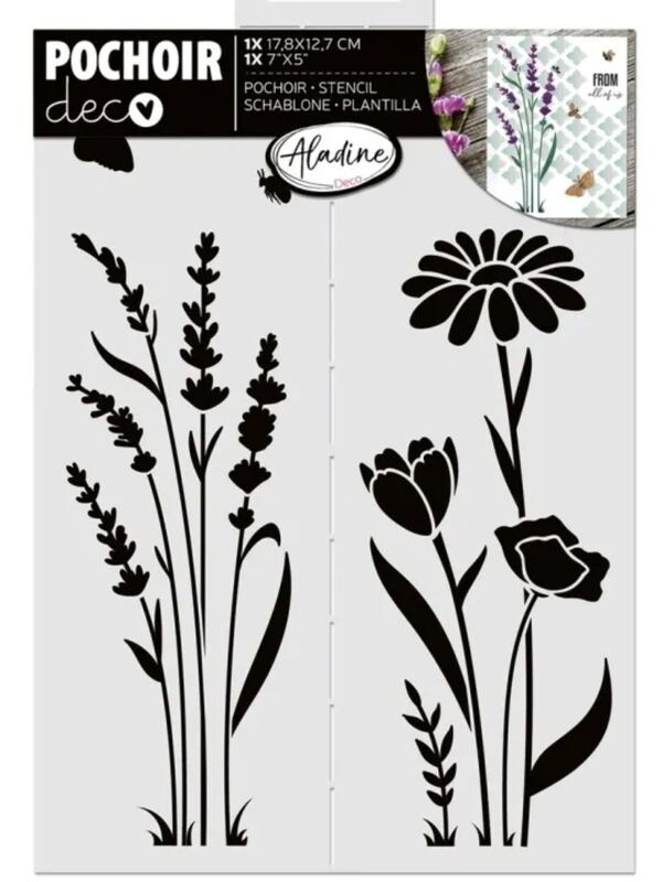 Plastová šablona Aladine - levandule a květiny - 1 ks