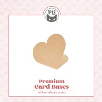Základy přání s obálkami - tvar srdce; kraft - 5 ks