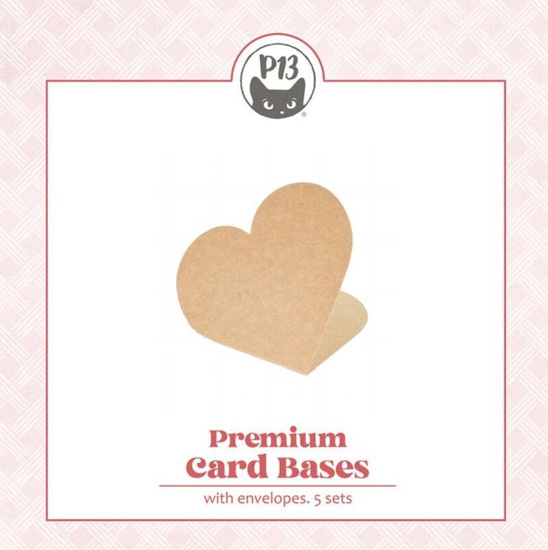 Základy přání s obálkami - tvar srdce; kraft - 5 ks