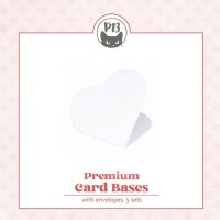 Základy přání s obálkami - tvar srdce; bílý - 5 ks