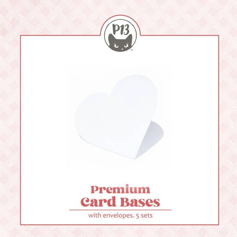 Základy přání s obálkami - tvar srdce; bílý - 5 ks