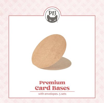 Základy přání s obálkami - tvar kruhu; kraft - 5 ks