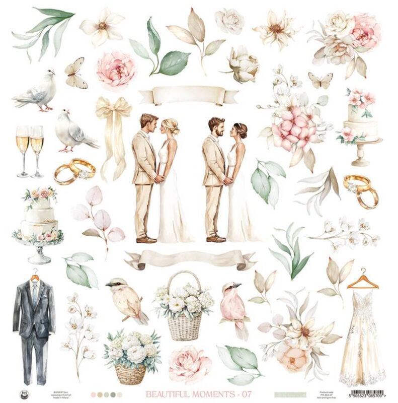 Sada scrapbookových oboustranně potištěných papírů P13 12x12" - Beautiful Moments - sada 12 listů